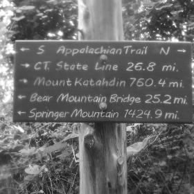 Mileage sign on the Appalachian Trail